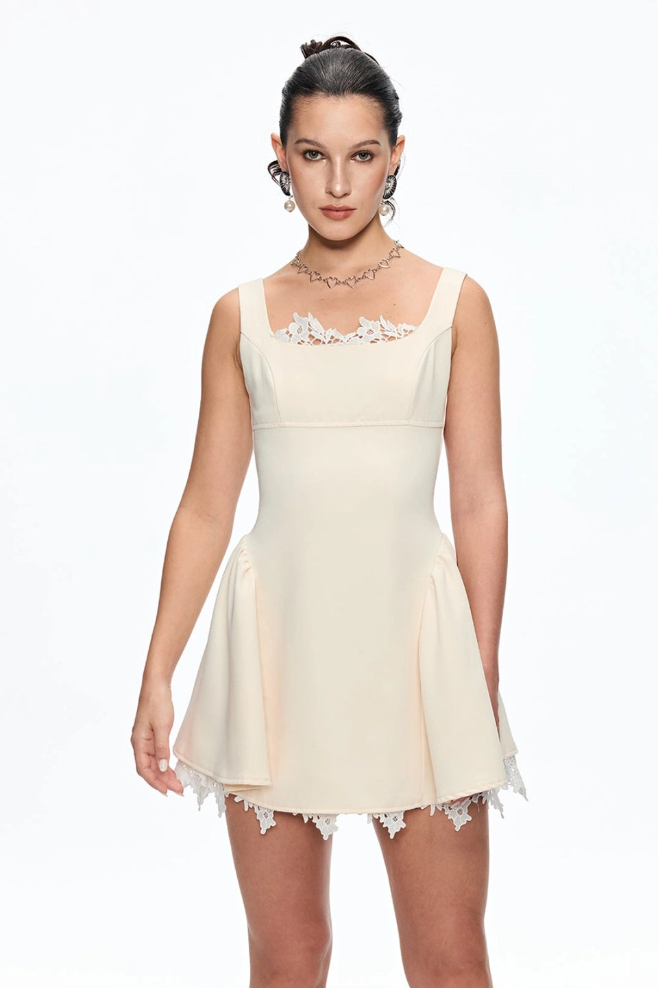 Cream Bow Mini Dress