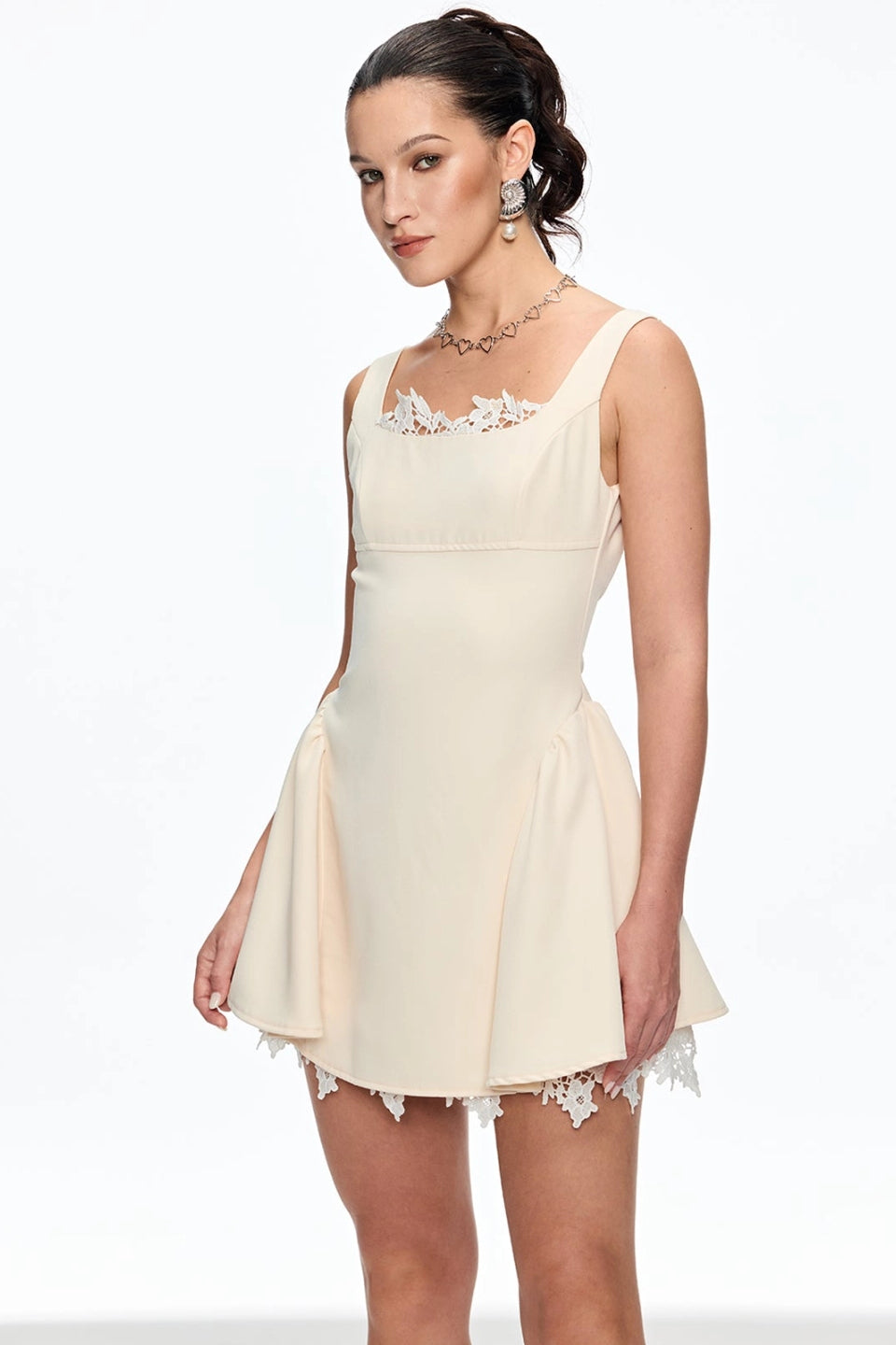 Cream Bow Mini Dress