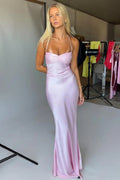 Blush Satin Maxi Dress