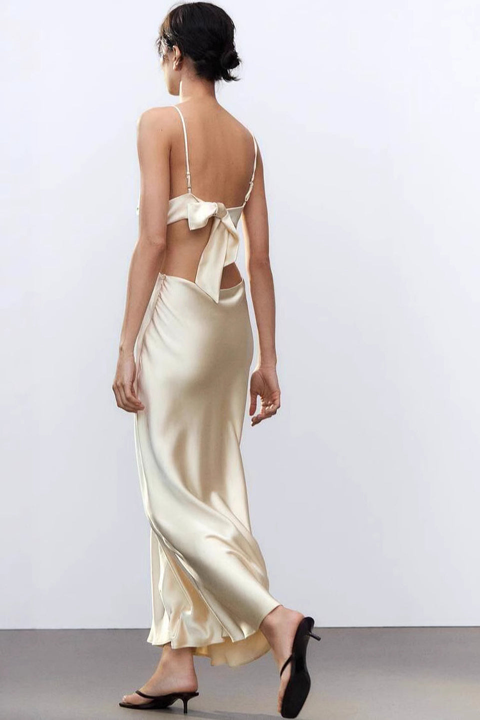 Champagne Satin Maxi Dress