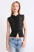 Noir Lace Mandarin Crop Top
