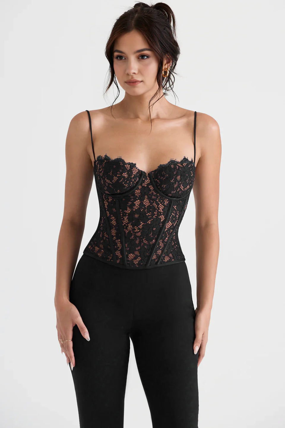 Noir Lace Corset Bustier Top