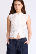 Ivory Lace Mandarin Crop Top