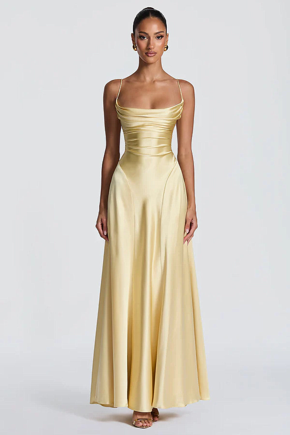 Champagne Satin Maxi Dress