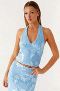 Blue Floral Halter Top