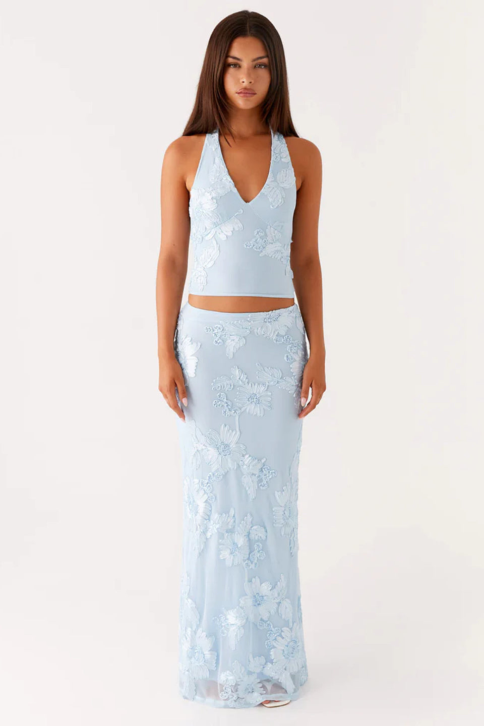 Blue Floral Halter Top