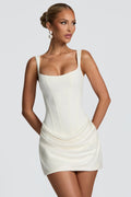 White Square Neck Corset Mini Dress