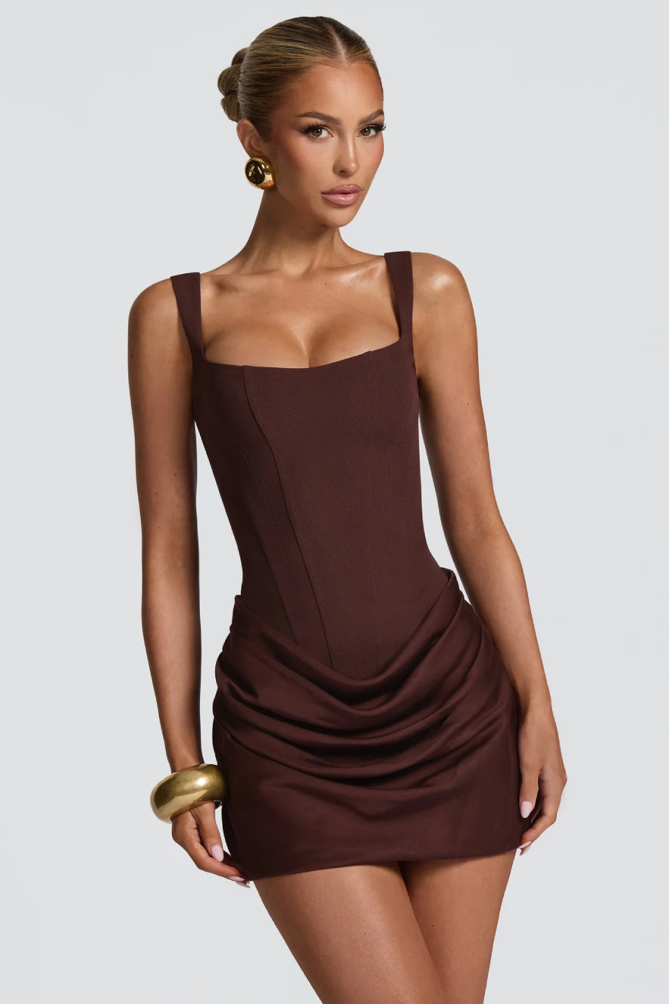 Square Neck Corset Mini Dress Elegant ShimmerMolly Square Neck Corset Mini Dress Elegant ShimmerMolly