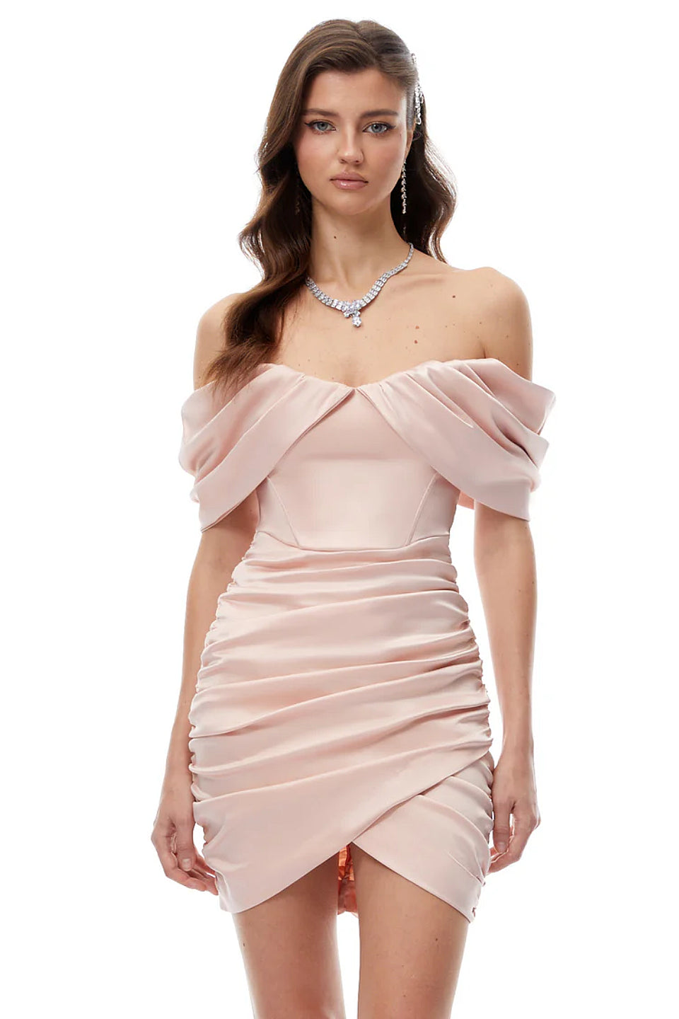 Blush Satin Corset Mini Dress Romantic – ShimmerMolly
