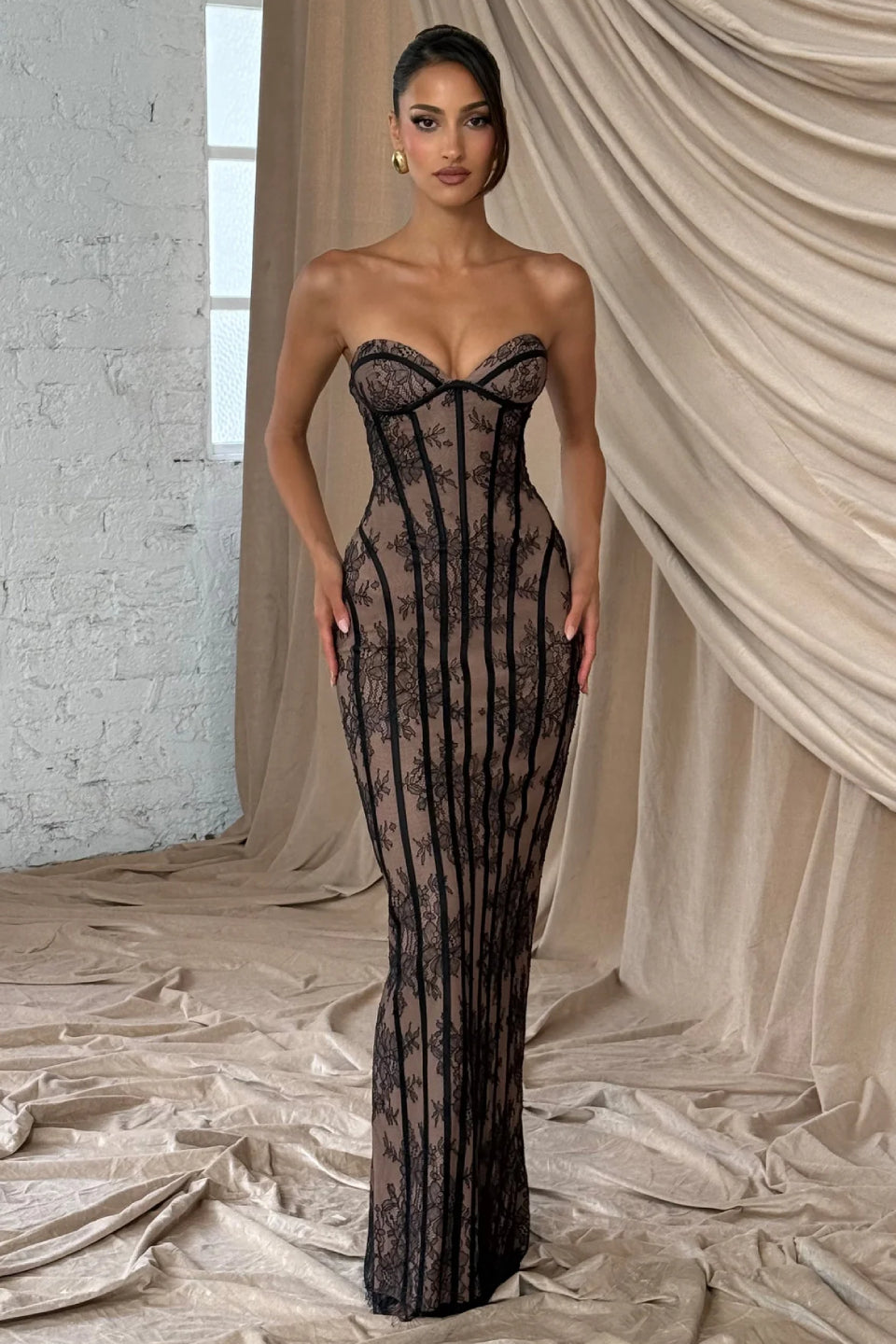 Lace Corset Mermaid Maxi Dress