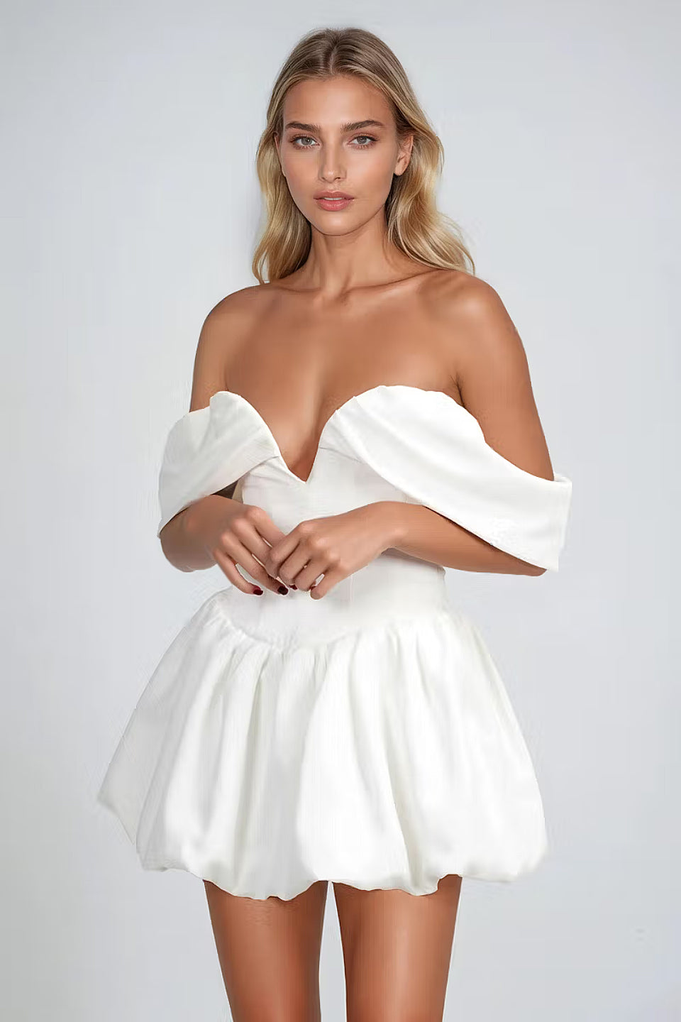 White Off Shoulder Corset Mini Dress