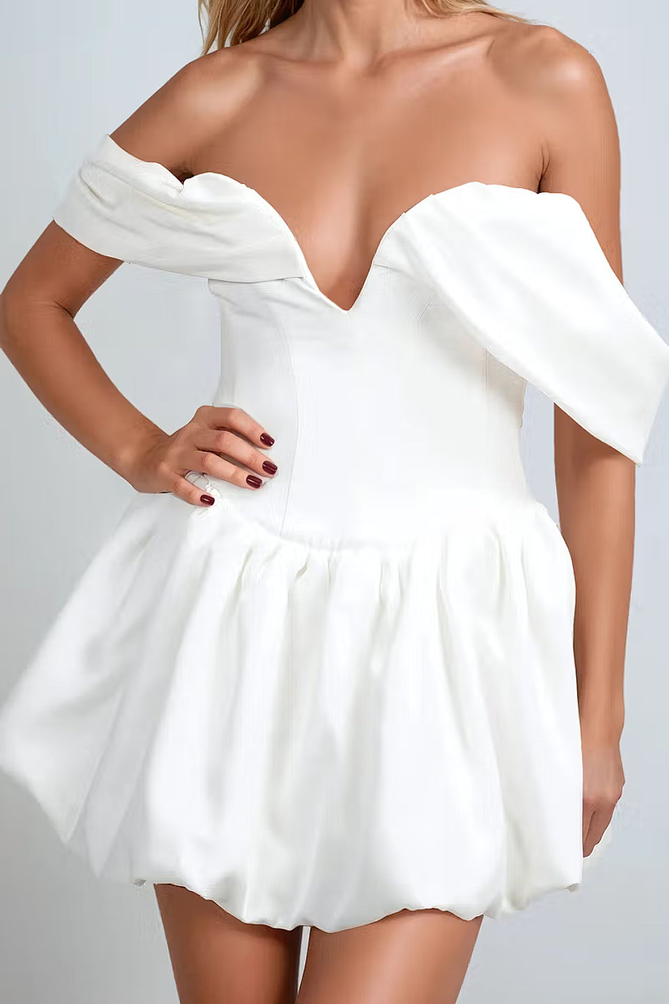 White Off Shoulder Corset Mini Dress