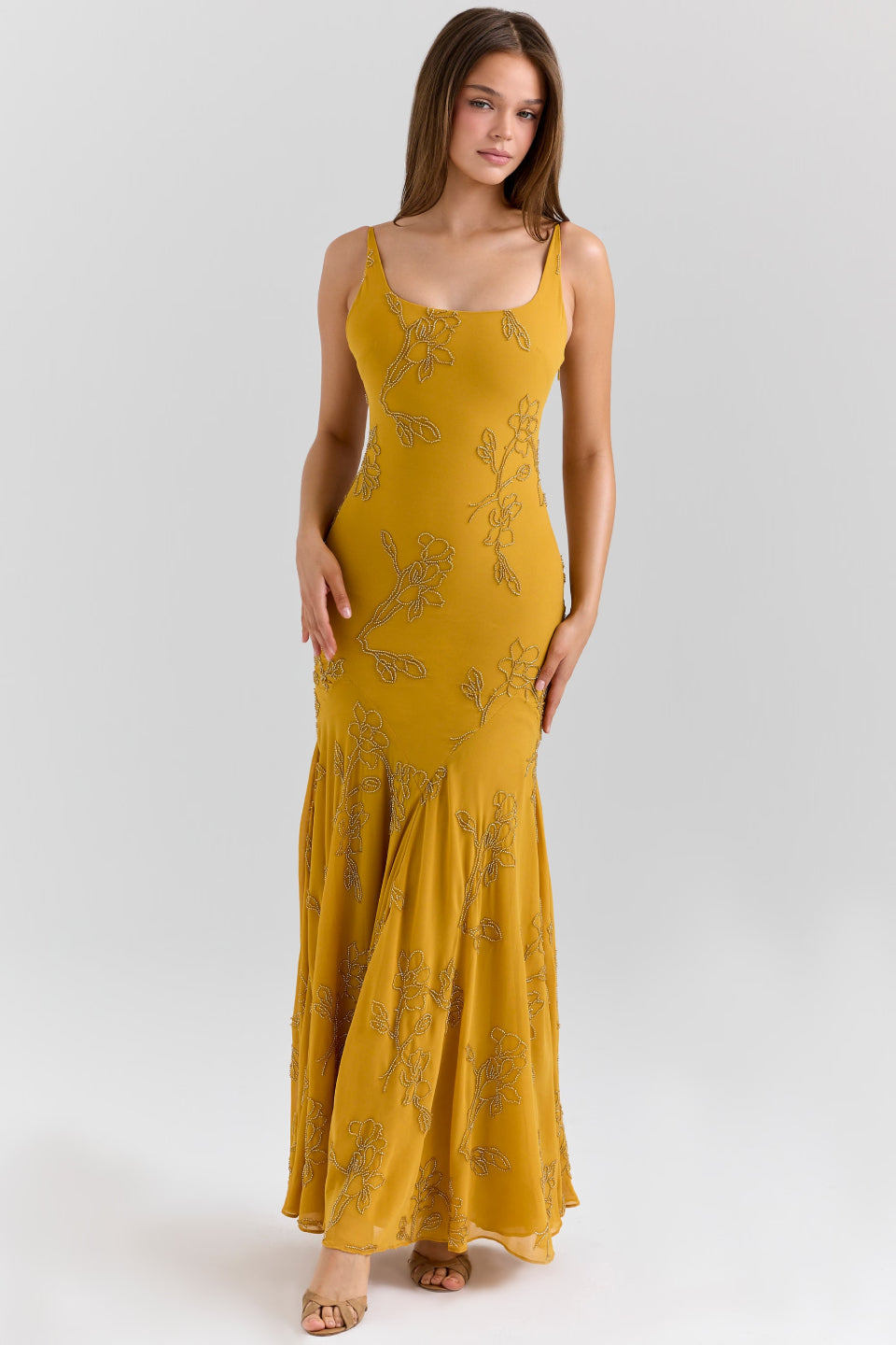 Yellow Embroidered Maxi Dress