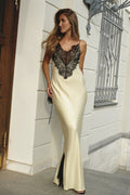 Cream Lace Trim Maxi Dress