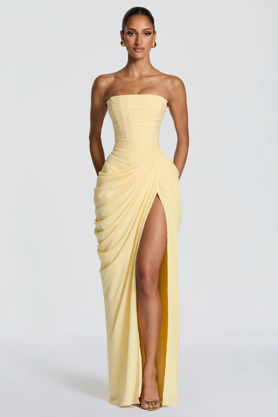 Yellow Strapless Maxi Dress