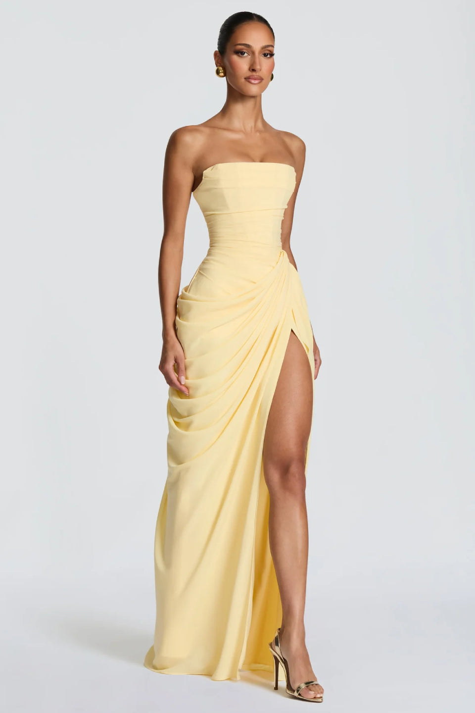 Yellow Strapless Maxi Dress