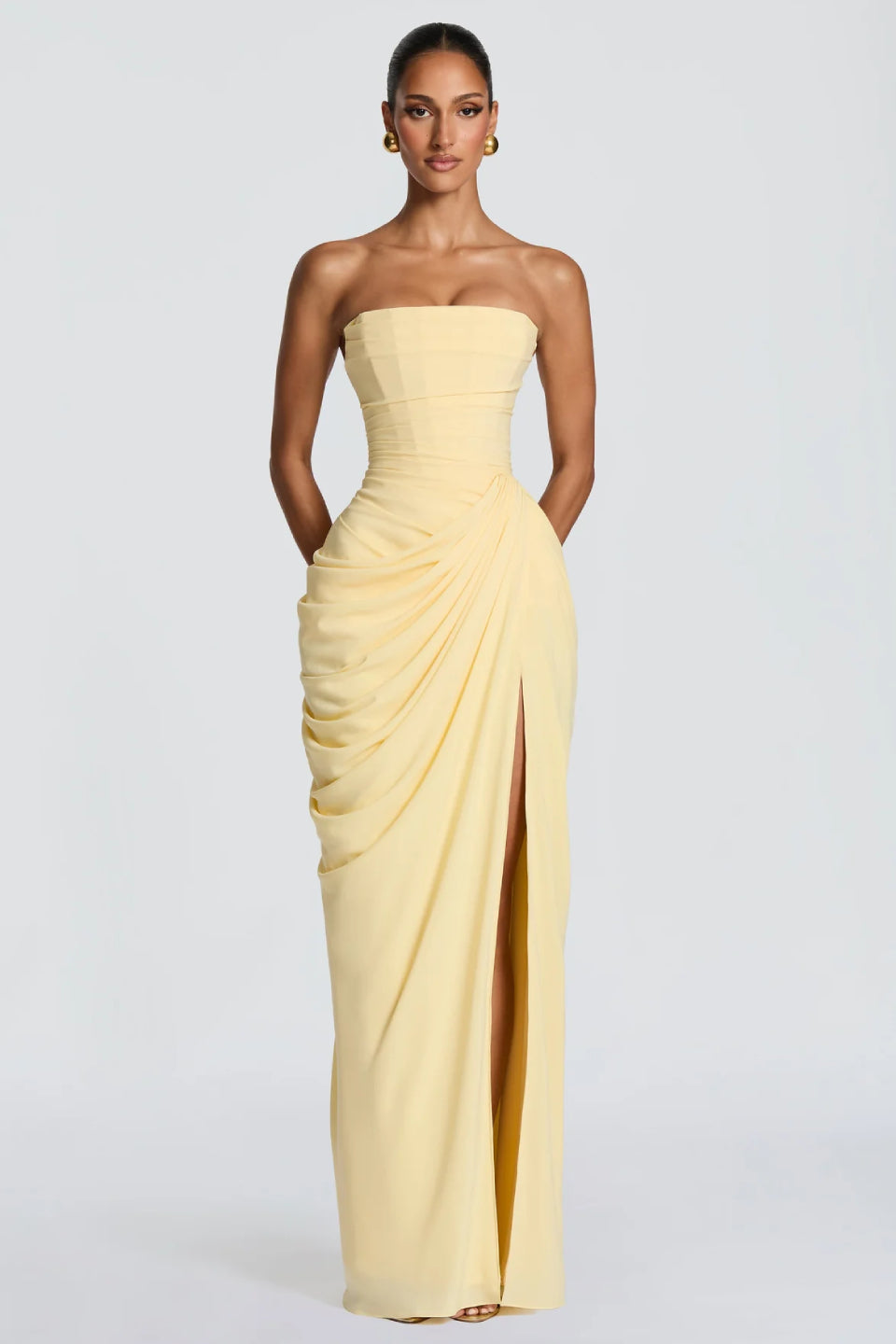 Yellow Strapless Maxi Dress