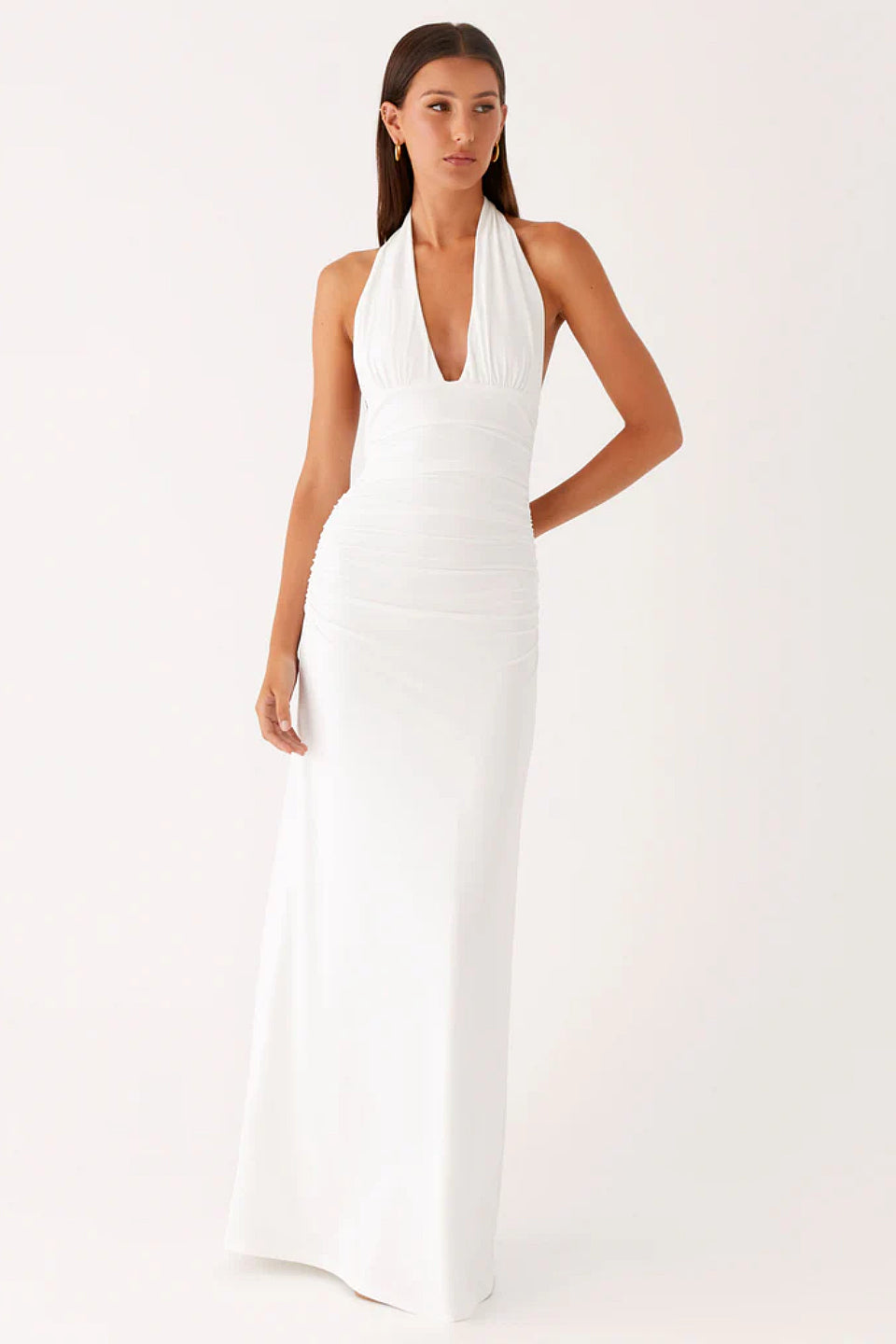 White Halter Maxi Dress