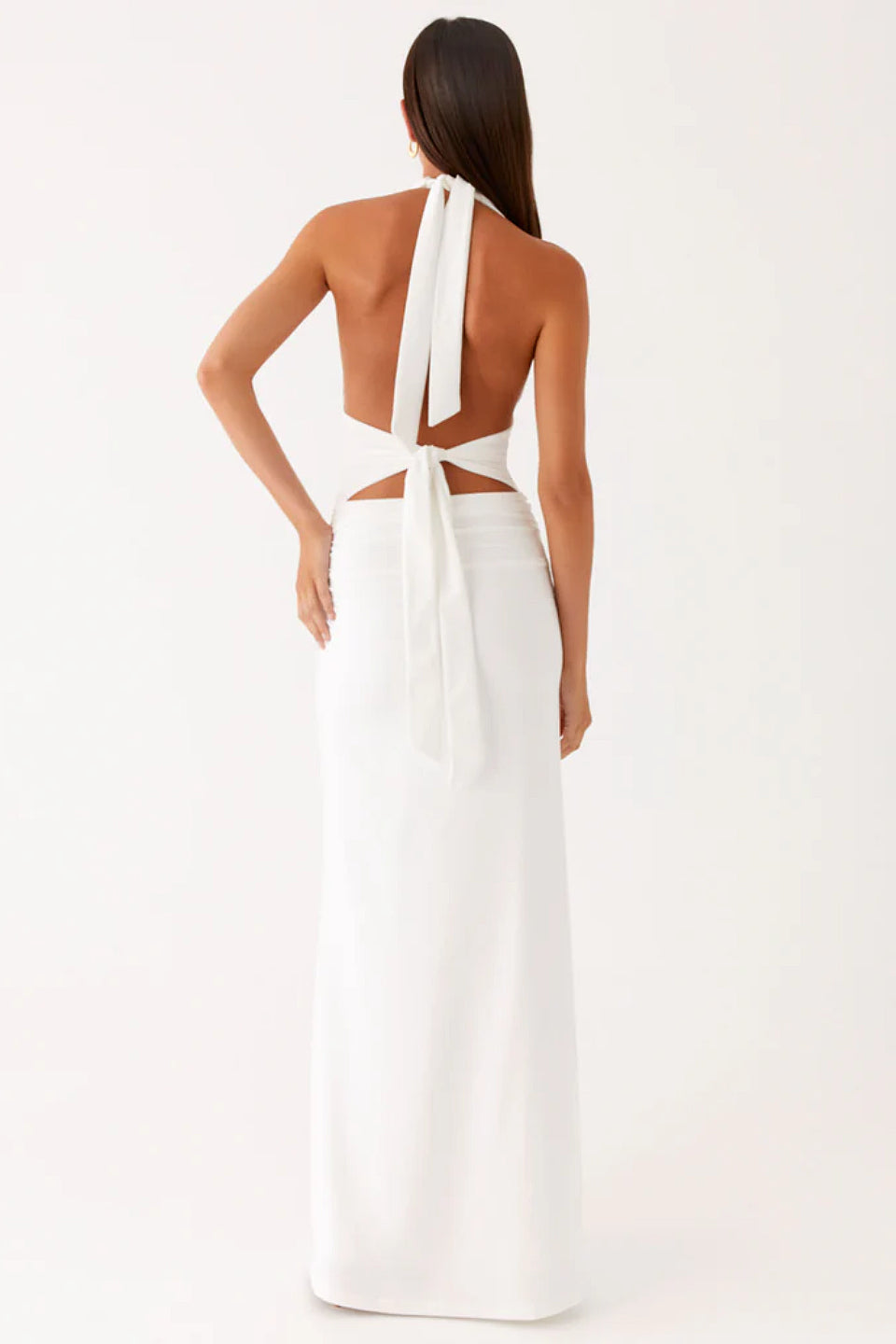 White Halter Maxi Dress