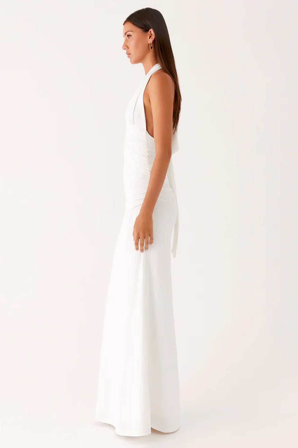 White Halter Maxi Dress
