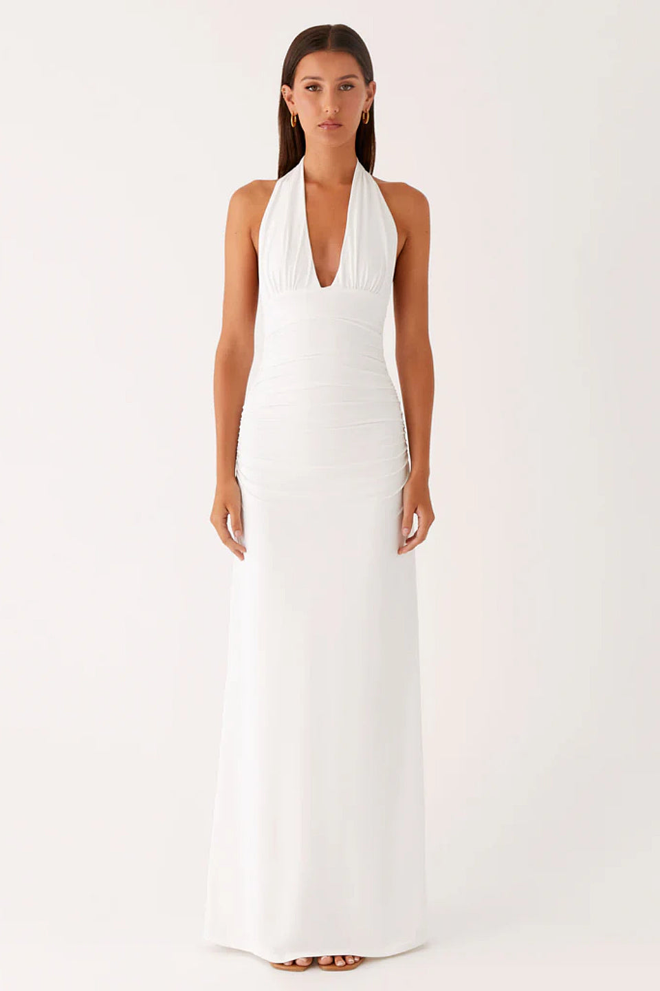 White Halter Maxi Dress