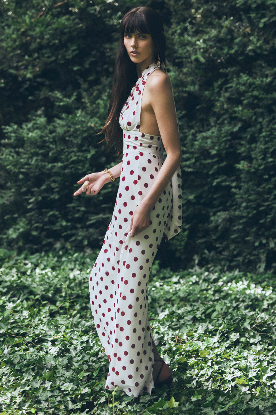 Polka Dot Halter Maxi Dress