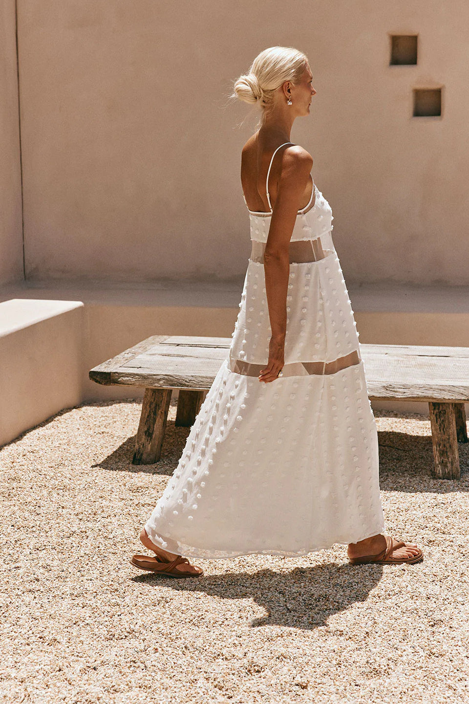 White 3D Floral Mesh Maxi Dress Boho ShimmerMolly White 3D Floral Mesh Maxi Dress Boho ShimmerMolly