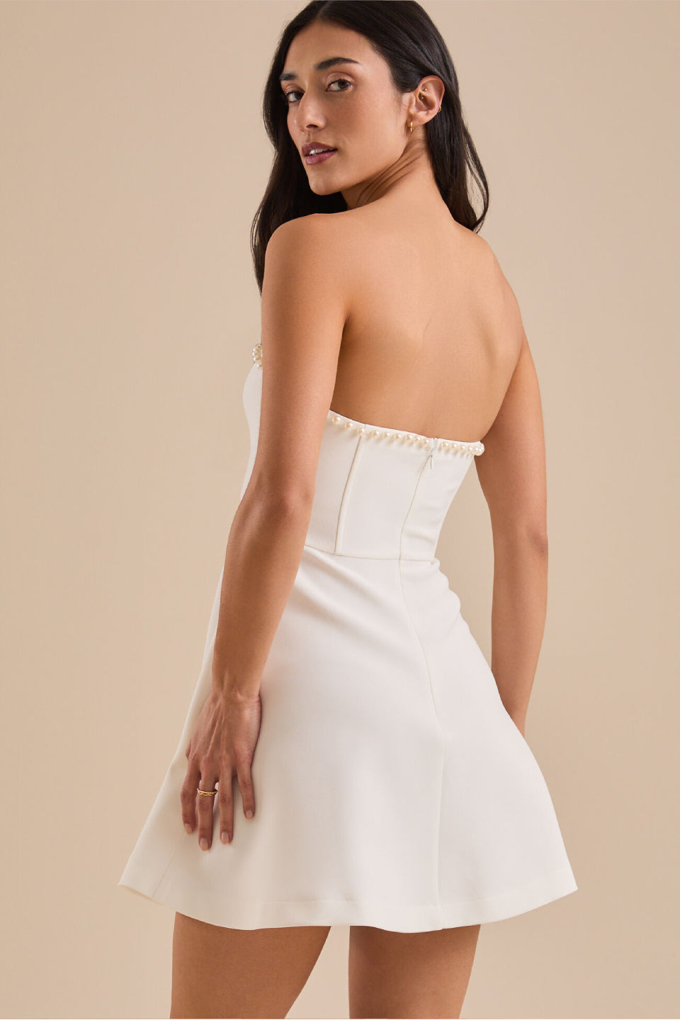 Pearl Strapless Mini Dress