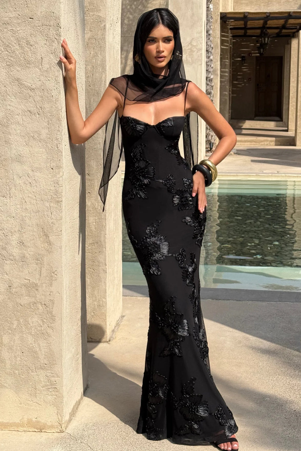 fishtail corset dress Black Sequin Corset Style Fishtail Full Length Gown Rosies Closet