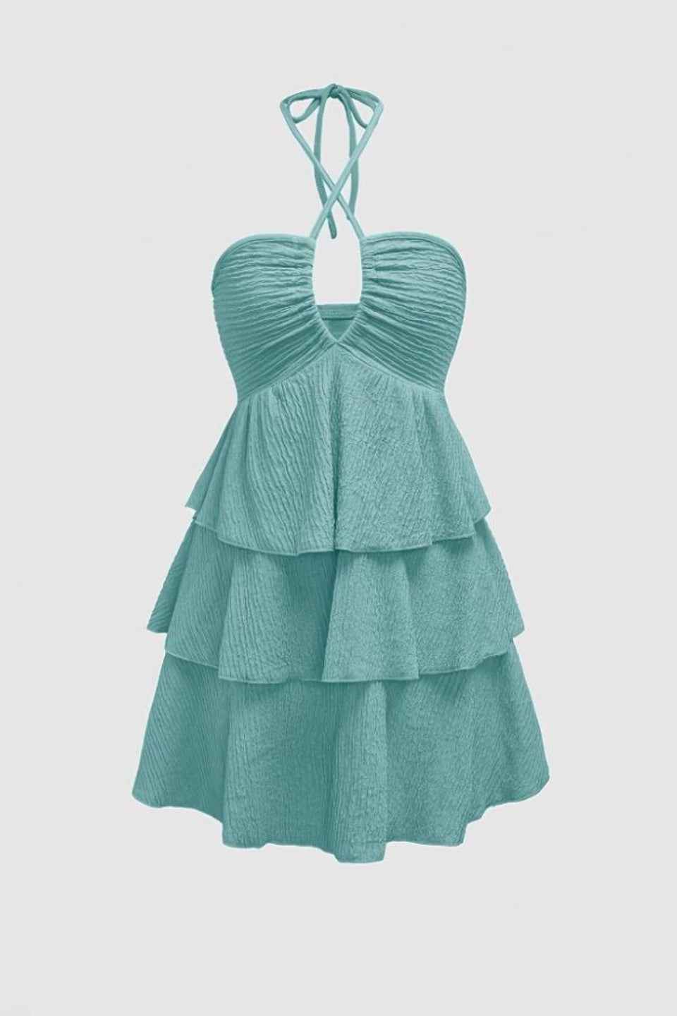 Turquoise Ruffle Mini Dress