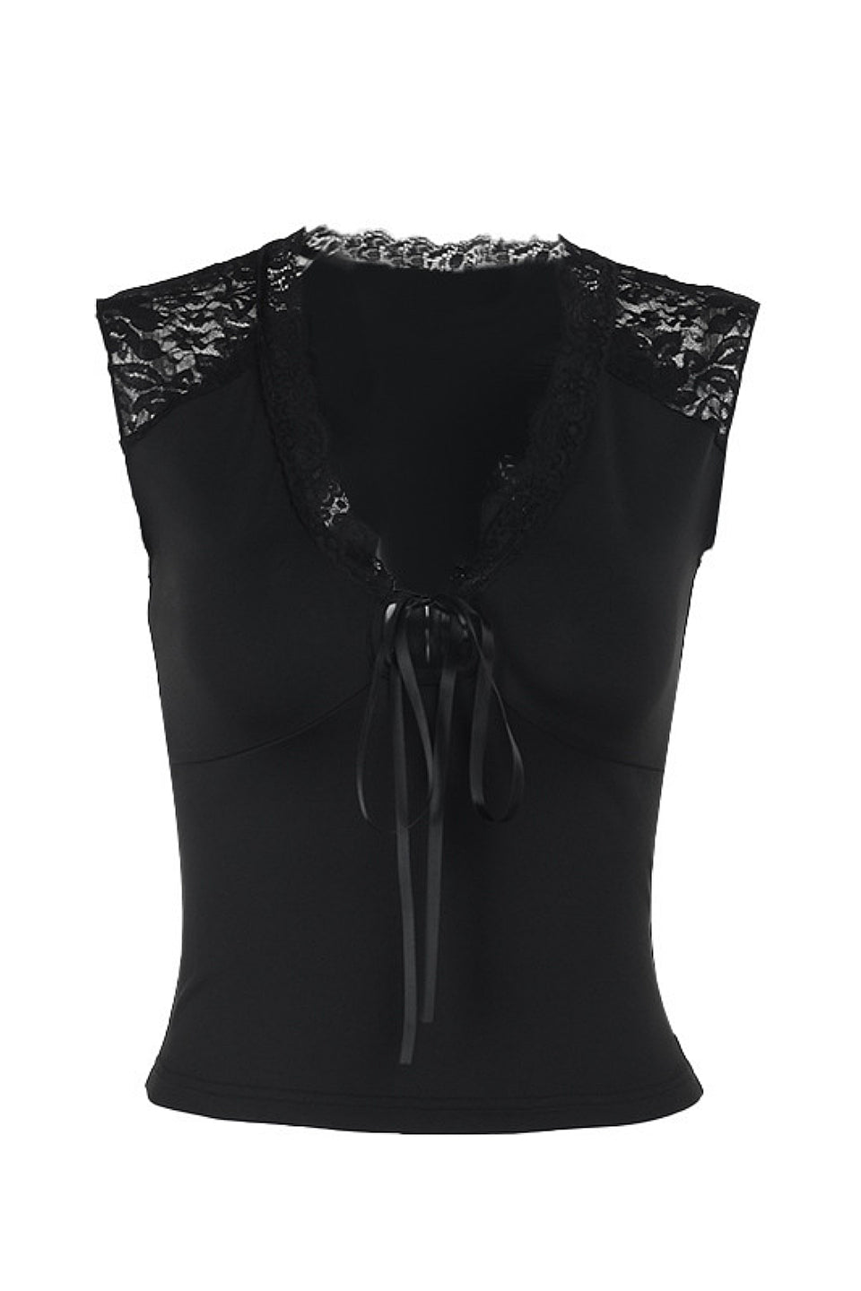 Black Lace V Neck Top