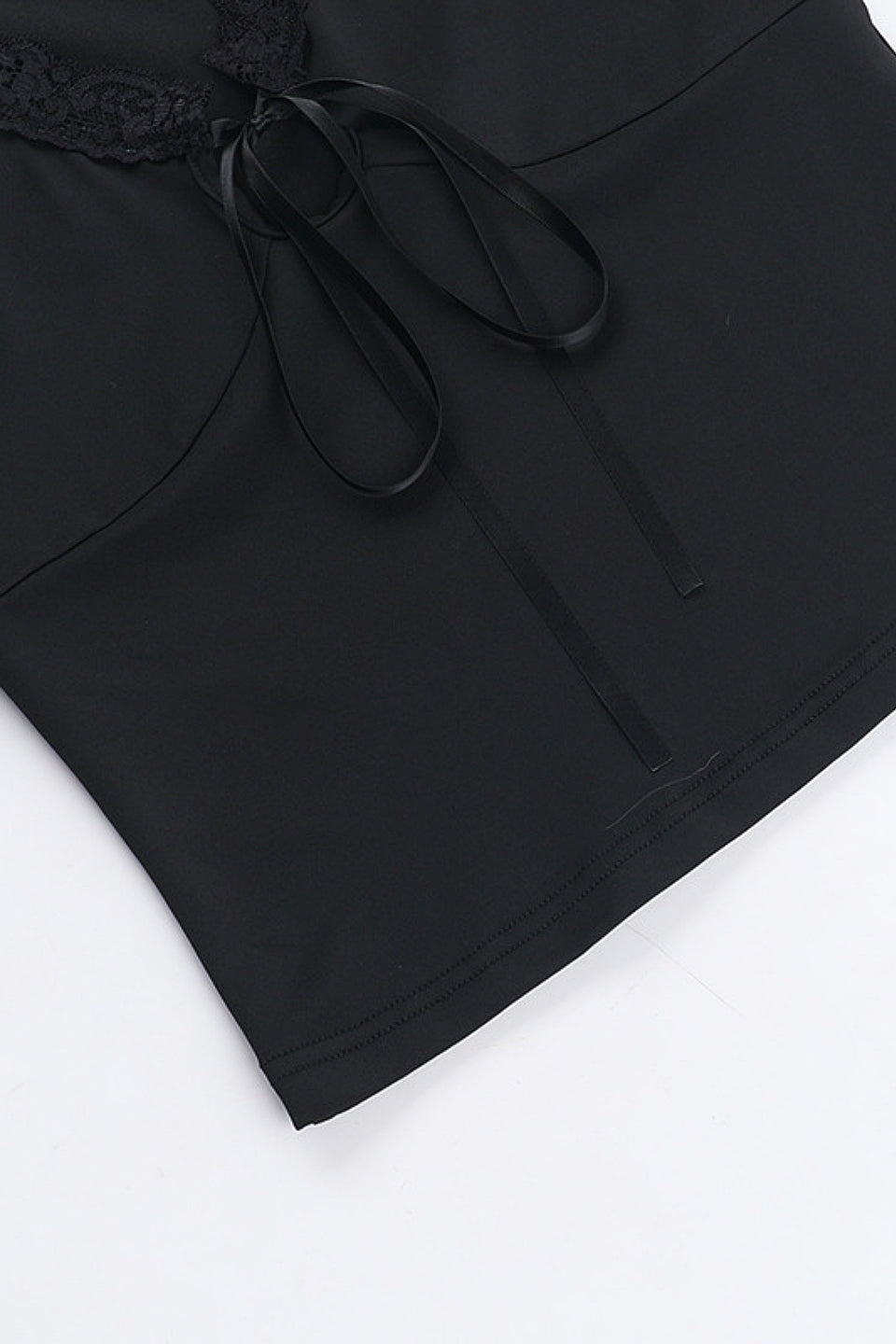 Black Lace V Neck Top
