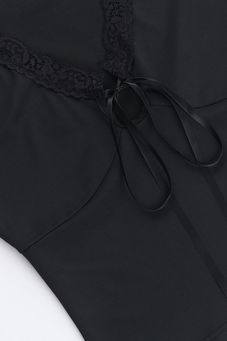 Black Lace V Neck Top