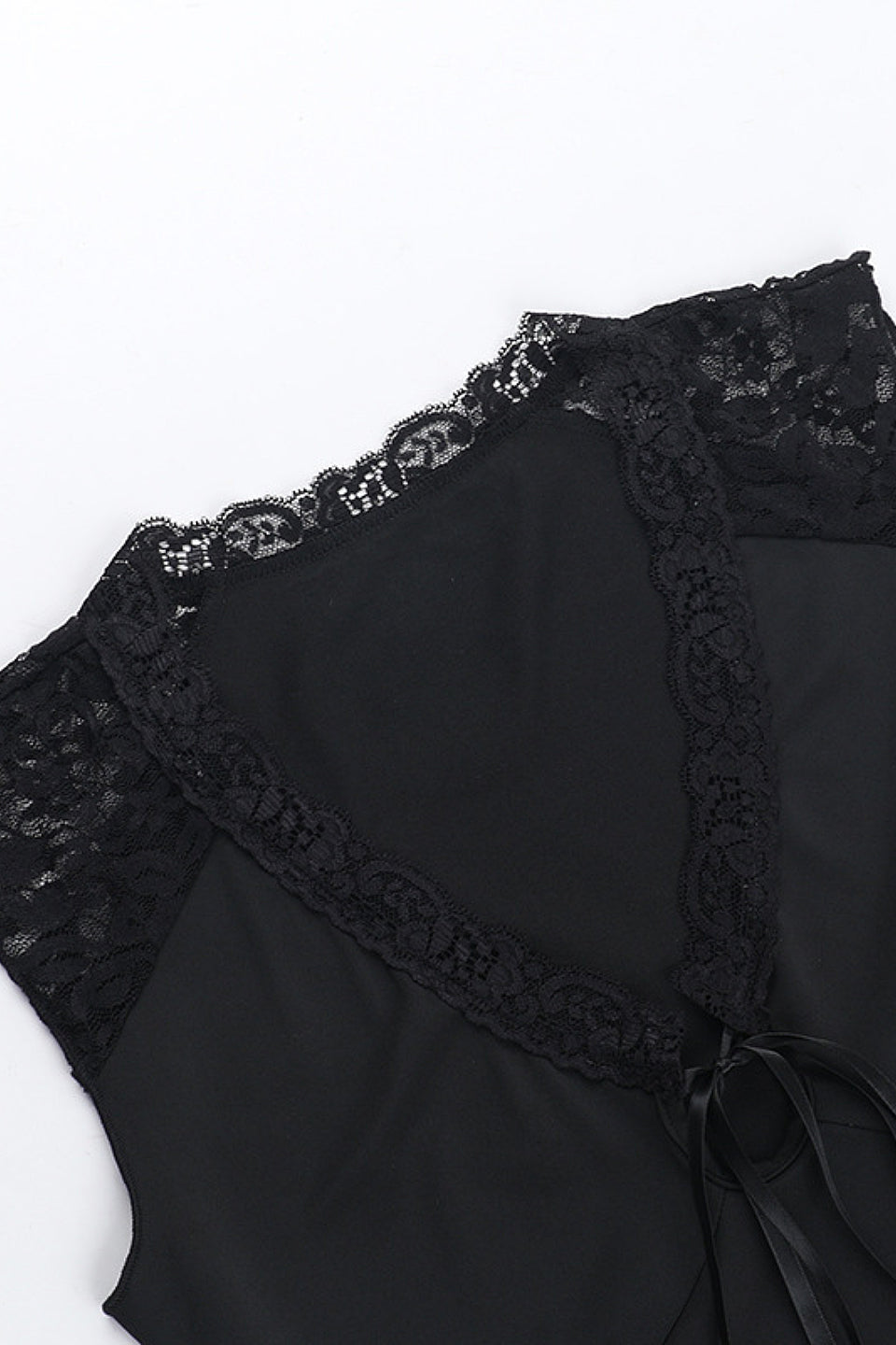 Black Lace V Neck Top
