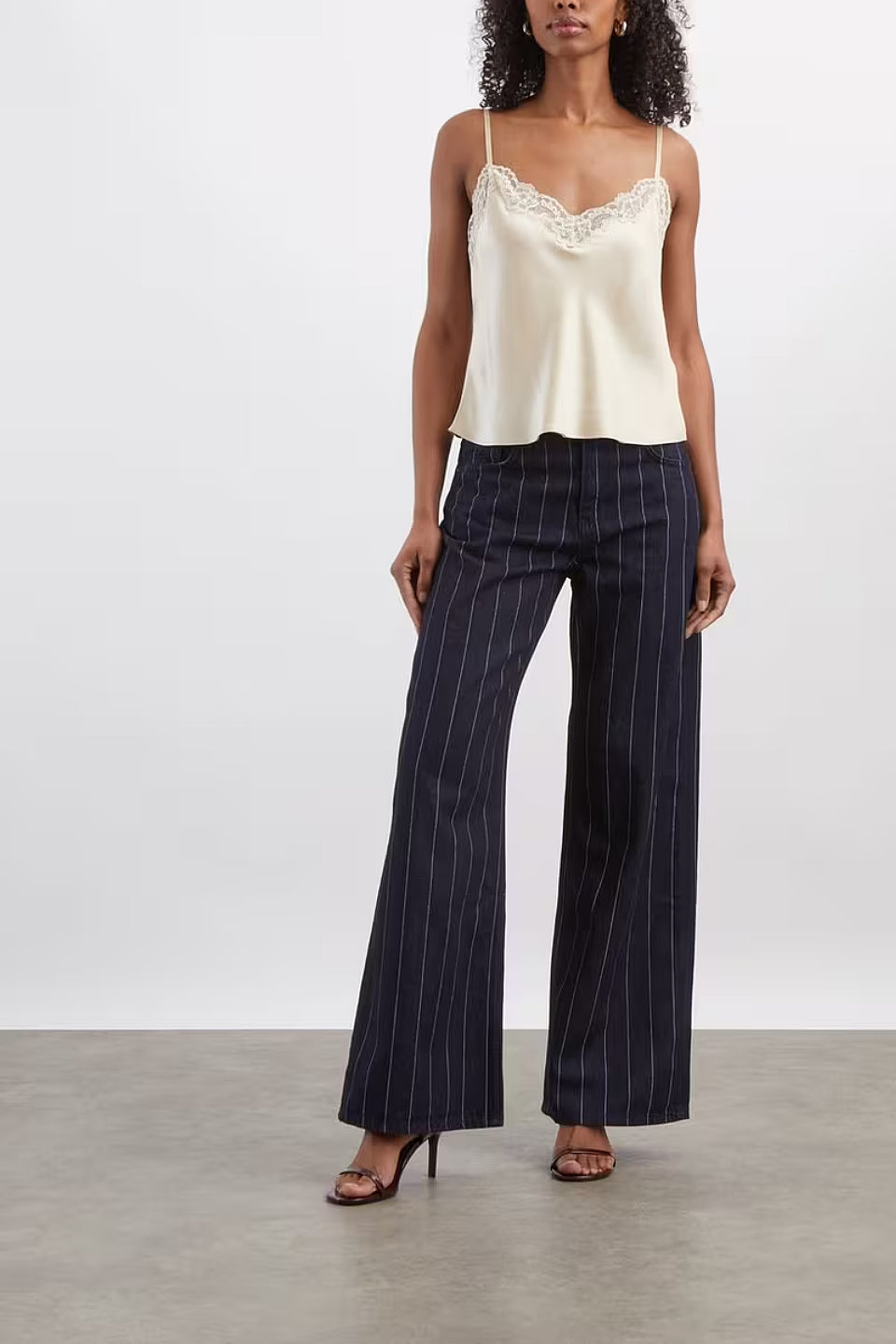 Satin Lace Trim Cami Top