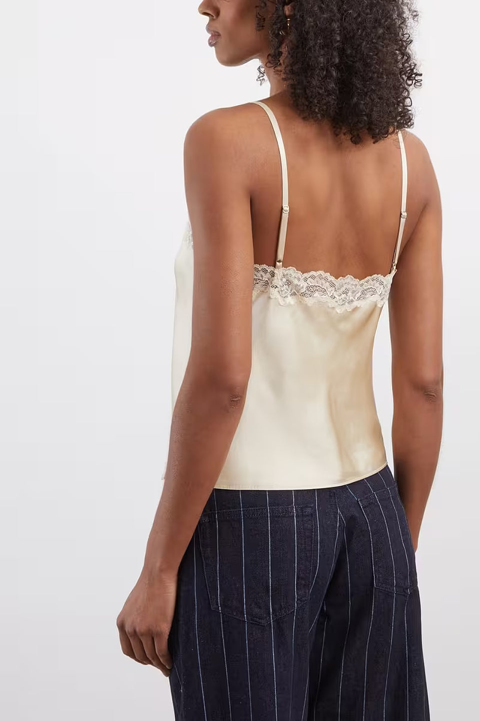 Satin Lace Trim Cami Top