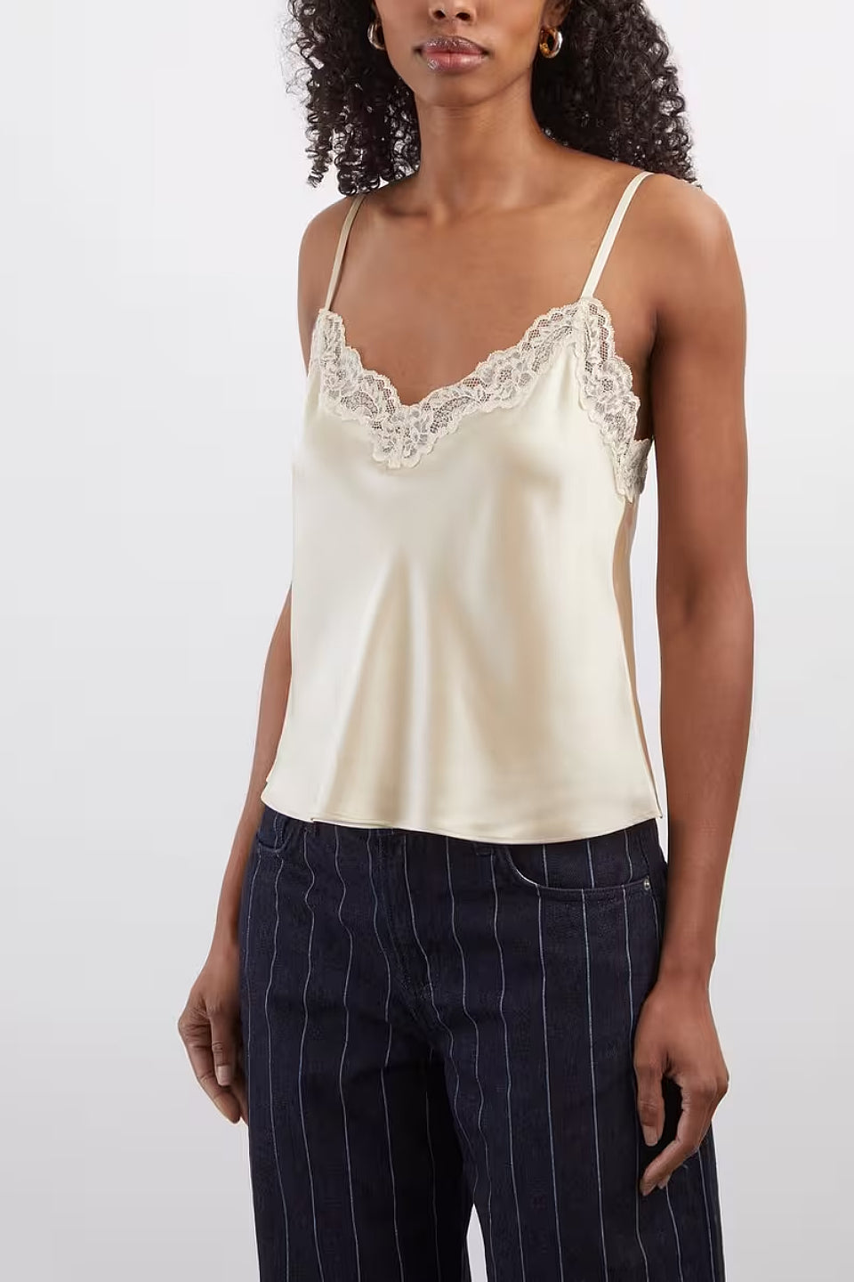 Satin Lace Trim Cami Top