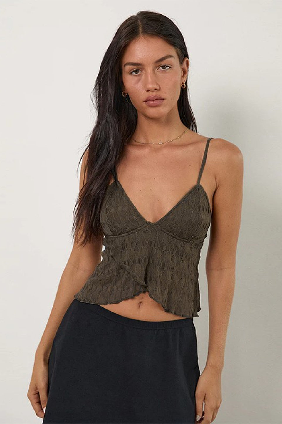 Olive Lace Cami Top