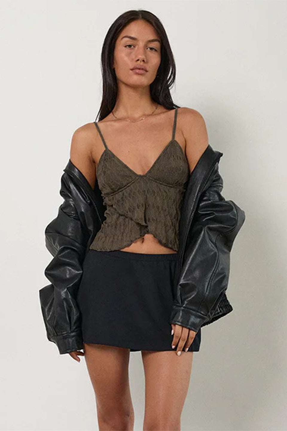 Olive Lace Cami Top