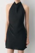 Noir Satin Slip Mini Dress