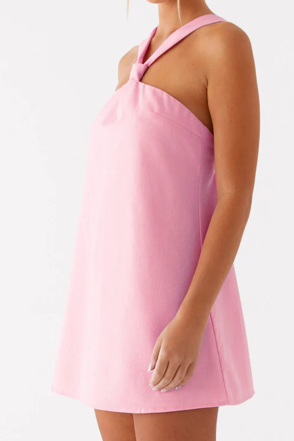 Pink Halter Bow Mini Dress