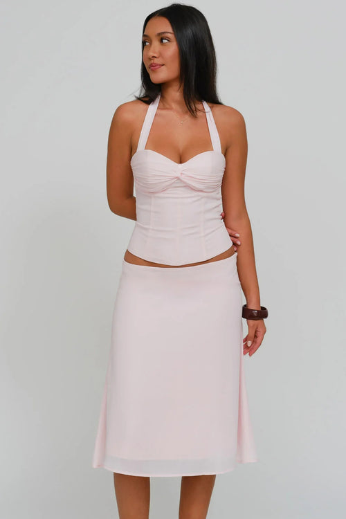 Blush Chiffon Midi Skirt