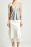 Silver Satin Lace Cami Top