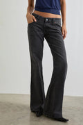 Black Acid Wash Flares