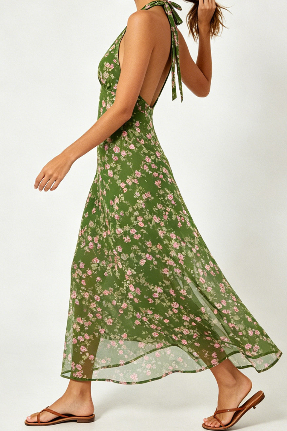 Floral Halter Midi Dress
