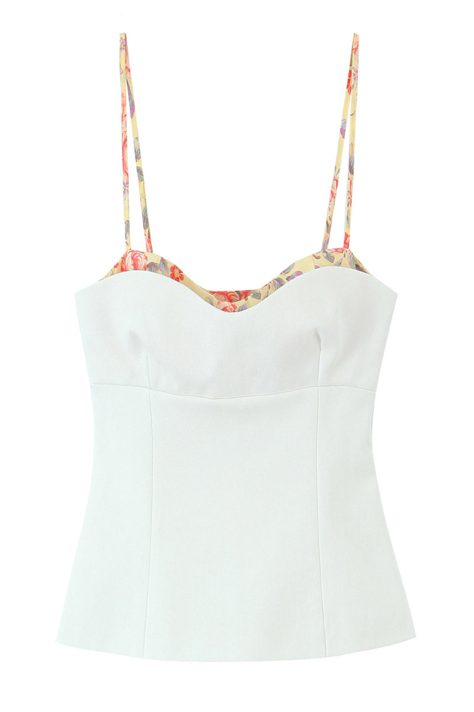 美品MaisondeDolce　blossom cami　キャミソールFホワイト White Floral Contrast Sweetheart Cami Top – ShimmerMolly