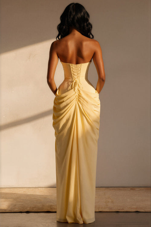 Yellow Strapless Maxi Dress