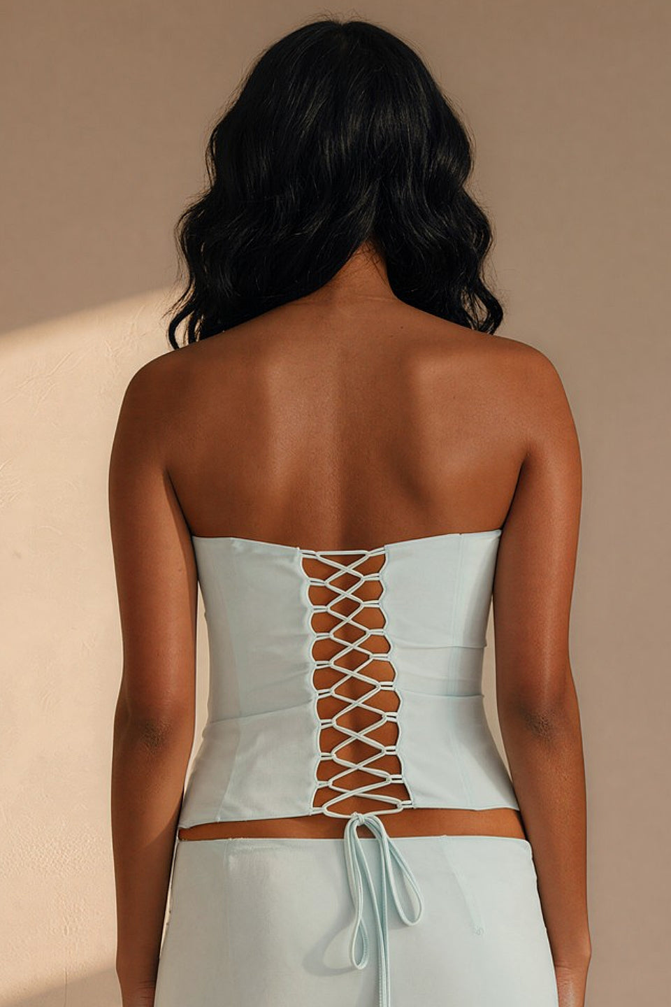 Mint Strapless Lace-Up Corset