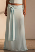 Mint Front Tie Flowy Maxi Skirt