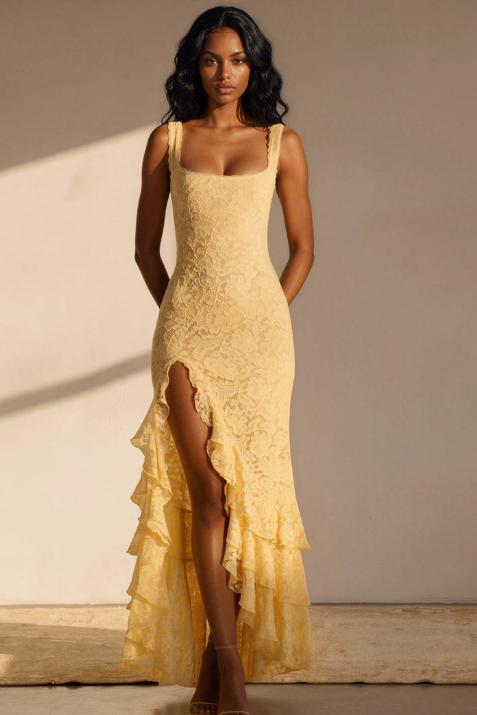 Pale Yellow Lace Gown